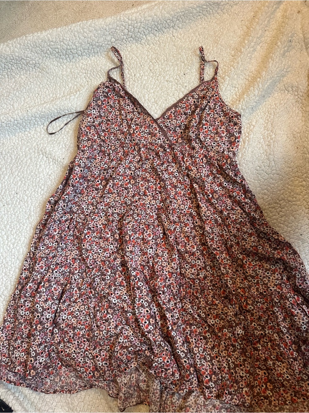 Aeropostale Floral Smocked Cami Dress - Mauve and Pink